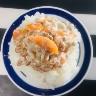 福神漬け納豆マヨご飯